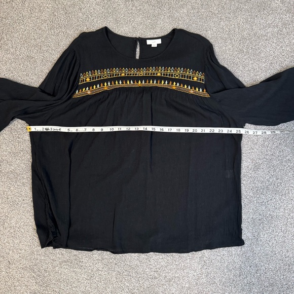 J. Jill Black Blouse with Gold Embroidery - Picture 6 of 9